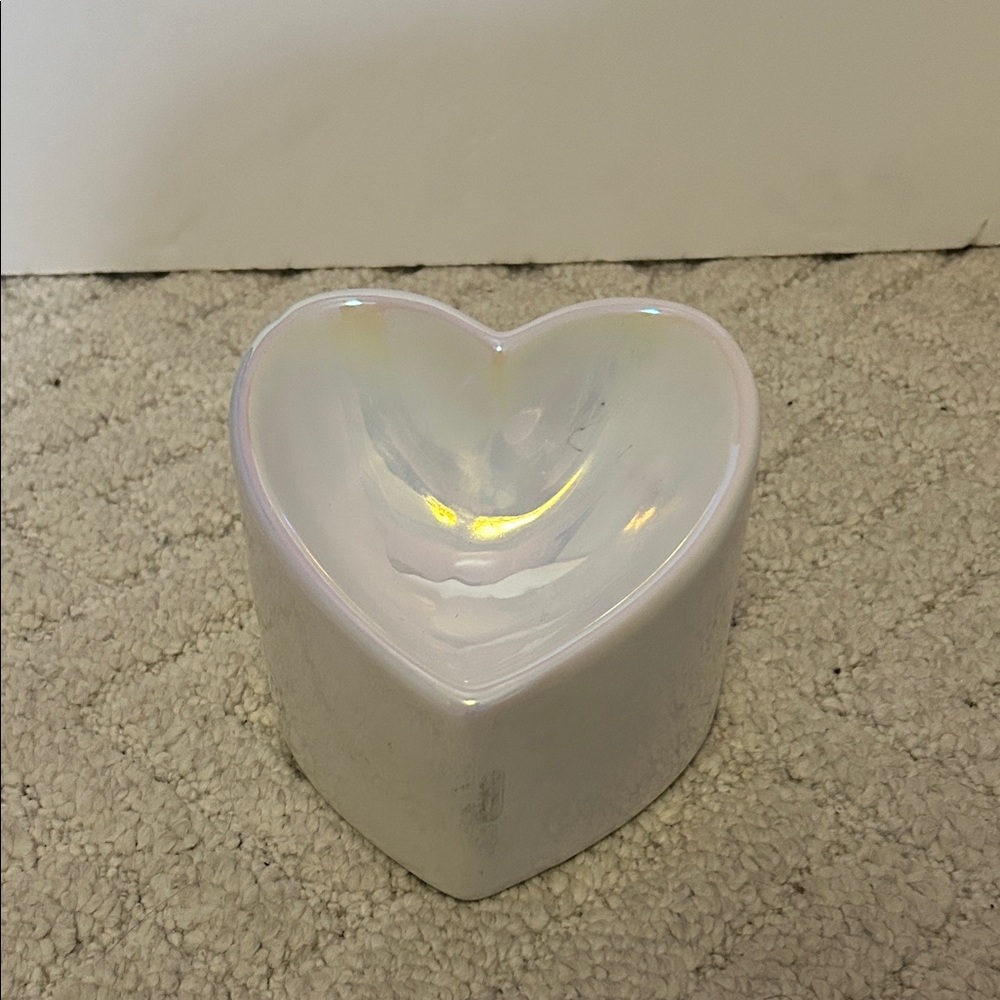 Iridescent Heart-Shaped Cat Bowl.